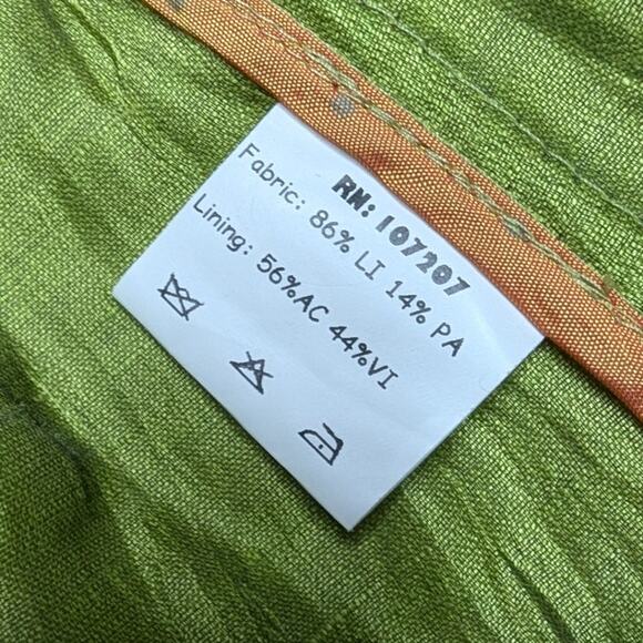 Vtg Y2K Kuhlman Lime Green Linen Blend Mandarin Collar Jacket IT 48 US 12 L - Picture 5 of 5